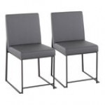 LumiSource Fuji Gray Faux Leather High-Back Side Chair with Black Brushed Stainless Steel Frame - 2/Case LumiSource Fuji Gray Faux Leather High-Back Side Chair with Black Brushed Stainless Steel Frame - 2/Case