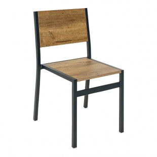 BFM Seating Chester Sand Black Customizable Powder-Coated Steel Standard Height Side Chair with Relic Knotty Pine Seat and Back BFM Seating Chester Sand Black Customizable Powder-Coated Steel Standard Height Side Chair with Relic Knotty Pine Seat and Back