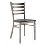 Lancaster Table & Seating Clear Coat Finish Ladder Back Chair with Mahogany Wood Seat - Assembled