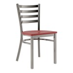 Lancaster Table & Seating Clear Coat Finish Ladder Back Chair with Mahogany Wood Seat - Assembled