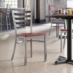 Lancaster Table & Seating Clear Coat Finish Ladder Back Chair with Mahogany Wood Seat - Assembled
