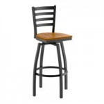 Lancaster Table & Seating Clear Coat Finish Ladder Back Chair with Mahogany Wood Seat - Assembled