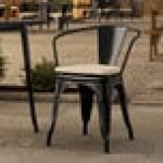 Lancaster Table & Seating Alloy Onyx Black Outdoor Arm Chair with Tan Fabric Magnetic Cushion Lancaster Table & Seating Alloy Onyx Black Outdoor Arm Chair with Tan Fabric Magnetic Cushion
