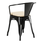 Lancaster Table & Seating Alloy Onyx Black Outdoor Arm Chair with Tan Fabric Magnetic Cushion Lancaster Table & Seating Alloy Onyx Black Outdoor Arm Chair with Tan Fabric Magnetic Cushion