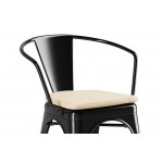 Lancaster Table & Seating Alloy Onyx Black Outdoor Arm Chair with Tan Fabric Magnetic Cushion Lancaster Table & Seating Alloy Onyx Black Outdoor Arm Chair with Tan Fabric Magnetic Cushion
