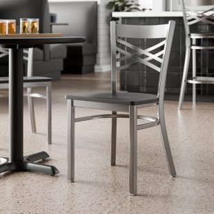 Lancaster Table & Seating Clear Coat Finish Cross Back Chair with Black Wood Seat - Detached Seat Lancaster Table & Seating Clear Coat Finish Cross Back Chair with Black Wood Seat - Detached Seat