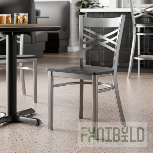 Lancaster Table & Seating Clear Coat Finish Cross Back Chair with Black Wood Seat - Detached Seat