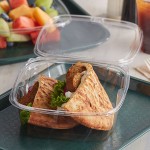 Dart ClearPac SafeSeal 48 oz. Tamper-Resistant, Tamper-Evident Hinged Container with Flat Lid - 200/Case Dart ClearPac SafeSeal 48 oz. Tamper-Resistant, Tamper-Evident Hinged Container with Flat Lid - 200/Case