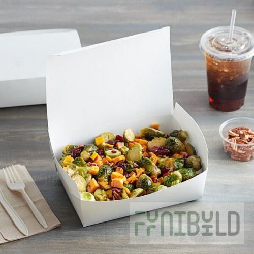 Fold-Pak 03BPDINEWM Bio-Pak Dine White Microwavable Paper #3 Take-Out Container 7 3/4