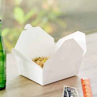 Choice White Microwavable Folded Paper #8 Take-Out Customizable Container 6 Choice White Microwavable Folded Paper #8 Take-Out Customizable Container 6