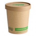 Choice 16 oz. Kraft Poly-Coated Paper Food Cup with Vented Paper Lid - 250/Case