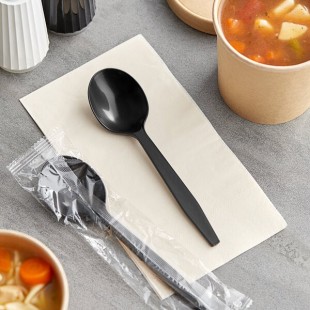 Choice Black Heavy Weight Wrapped Polypropylene Plastic Soup Spoon - 1,000/Case