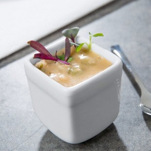 Libbey SL-52 Slate 2.5 oz. Ultra Bright White Square Porcelain Sampler Cube - 36/Case
