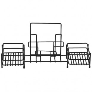 Clipper Mill by G.E.T. 4-931852 3-Compartment Black Powder Coated Iron Condiment Caddy - 15