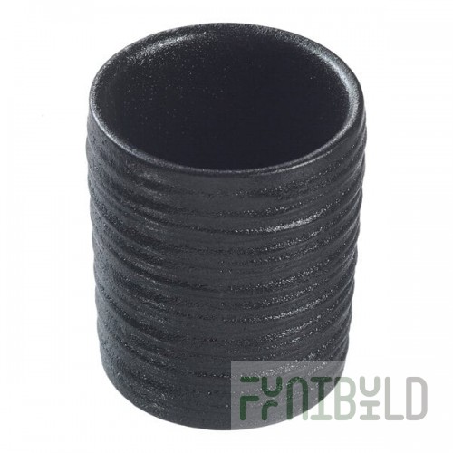 Solia Pasta Spaghetti 2 oz. Round Black Ribbed Porcelain Mini Dish - 144/Case