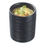 Solia Pasta Spaghetti 2 oz. Round Black Ribbed Porcelain Mini Dish - 144/Case Solia Pasta Spaghetti 2 oz. Round Black Ribbed Porcelain Mini Dish - 144/Case