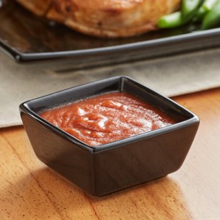 Acopa 4 oz. Glossy Black Square Stoneware Sauce Cup - 36/Case