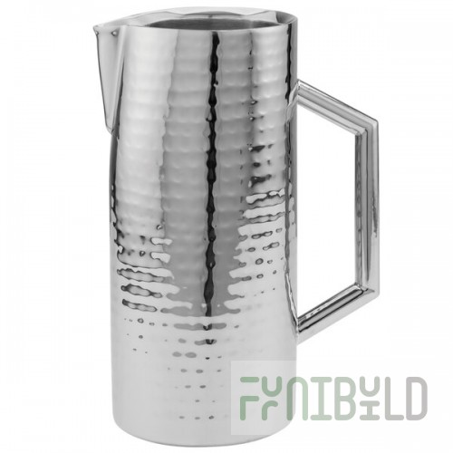 Walco Ironstone from Steelite International WLVWP60 60 oz. Hammered Mirror Finish Stainless Steel Double Wall Insulated Pitcher