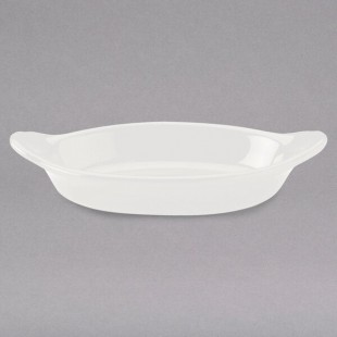 Hall China from Steelite International HL5270ABWA Bright White 8 oz. Oval Rarebit / Au Gratin Dish - 24/Case Hall China from Steelite International HL5270ABWA Bright White 8 oz. Oval Rarebit / Au Gratin Dish - 24/Case