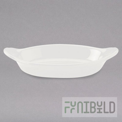 Hall China from Steelite International HL5270ABWA Bright White 8 oz. Oval Rarebit / Au Gratin Dish - 24/Case