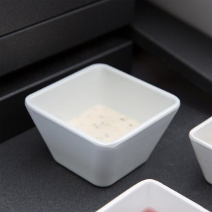 Vollrath V22200 5 oz. White Extra-Small Square Melamine Bowl Vollrath V22200 5 oz. White Extra-Small Square Melamine Bowl