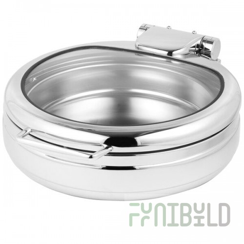 Eastern Tabletop 3999G Jazz Rock 4 Qt. Stainless Steel Round Induction Chafer with Hinged Glass Dome Cover