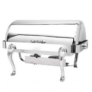 Eastern Tabletop 3114QA-SS Queen Anne 8 Qt. Rectangular Stainless Steel Roll Top Induction / Traditional Chafer Eastern Tabletop 3114QA-SS Queen Anne 8 Qt. Rectangular Stainless Steel Roll Top Induction / Traditional Chafer