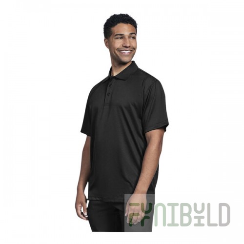 Uncommon Chef 50TJ01-R Men's Customizable Black Short Sleeve Moisture Wicking Polo Shirt - Polyester - L