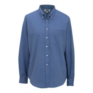 Edwards 5077 Women's Customizable French Blue Long Sleeve Wrinkle-Resistant Easy-Care Oxford Dress Shirt with Soil Release - 2X