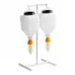Asept 2-Piece 5 Liter Hanging Bottle Condiment Pump Dispenser Set with Squeeze Nozzles and Stand