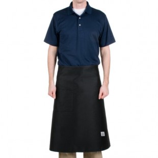 Chef Revival Black Poly-Cotton Customizable Bistro Apron with 1 Pocket - 30 Chef Revival Black Poly-Cotton Customizable Bistro Apron with 1 Pocket - 30