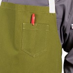Uncommon Chef 3115 Moss Green Customizable 100% Cotton Canvas Vibe Bib Apron with Natural Webbing and 3 Pockets - 34