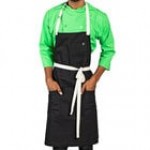 Uncommon Chef 3115 Moss Green Customizable 100% Cotton Canvas Vibe Bib Apron with Natural Webbing and 3 Pockets - 34