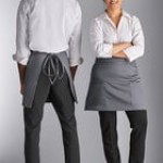 Choice Navy Blue Poly-Cotton Half Bistro Apron with 2 Pockets - 18 Choice Navy Blue Poly-Cotton Half Bistro Apron with 2 Pockets - 18
