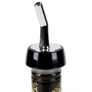 TableCraft 1810 Chrome Plastic Liquor Pourer with Black Collar - 12/Pack