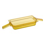 Carlisle 30860HH13 StorPlus 1/3 Size Amber High Heat Plastic Food Pan with 2 Handles - 2 1/2