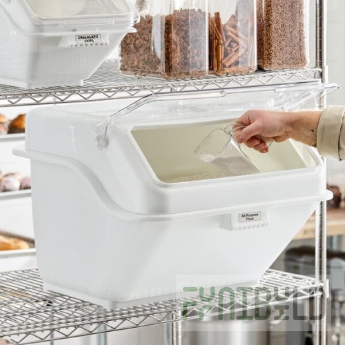 Baker's Lane 12.6 Gallon / 200 Cup Clip-In Shelf Ingredient Bin with Flip Lid, Label Sheet, and Scoop