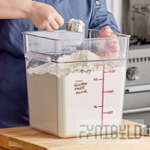 Carlisle 18 Qt. Allergen-Free Clear Square Polycarbonate Food Storage Container