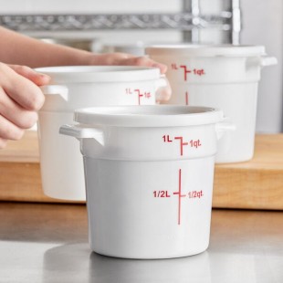 Choice 1 Qt. White Round Polypropylene Food Storage Container with Lid - 12/Case Choice 1 Qt. White Round Polypropylene Food Storage Container with Lid - 12/Case