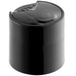 28/410 Black Unlined Disc Top Lid - 100/Pack 28/410 Black Unlined Disc Top Lid - 100/Pack