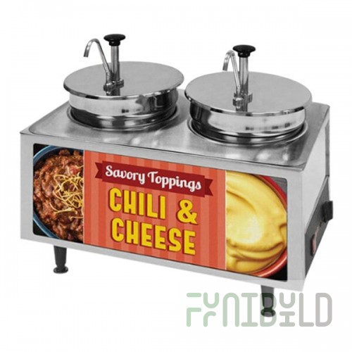 Benchmark USA 51074A Dual 7 Qt. Chili and Cheese Warmer with Pumps - 120V, 1200W
