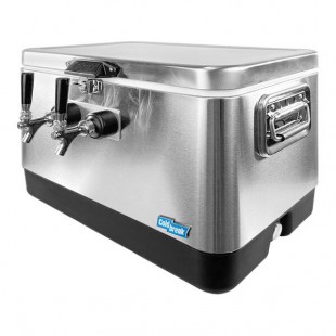 Coldbreak JOCK-2TR-SS54 Stainless Steel 2 Faucet 54 Qt. Insulated Jockey Box with Rear Inputs and 50 ft. Coils