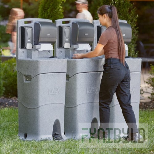 Lavex 16 Gallon Single Mobile Hand Wash Station with Liquid Soap and Paper Towel Dispenser