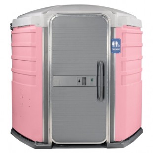 PolyJohn SA1-1012 We'll Care III Pink Wheelchair Accessible Portable Restroom - Assembled