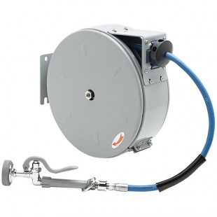 T&S B-7222-C01M 30' Enclosed Epoxy Coated Steel Hose Reel with B-0107 Spray Valve