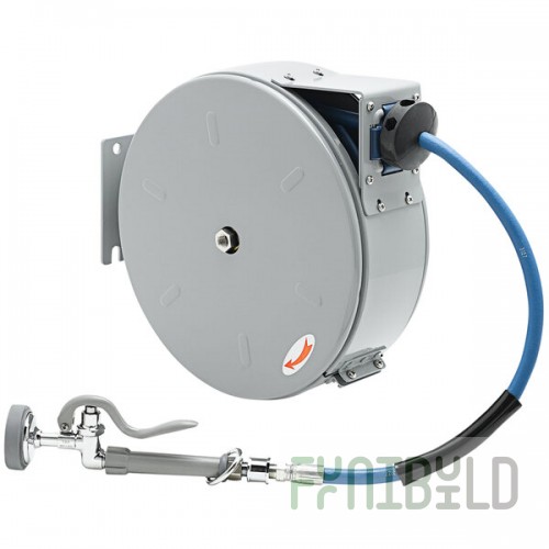 T&S B-7222-C01M 30' Enclosed Epoxy Coated Steel Hose Reel with B-0107 Spray Valve