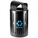 Commercial Zone Parkview Dualcoat 72863399 34 Gallon Black Steel Trash Can with Canopy Top and Logo Commercial Zone Parkview Dualcoat 72863399 34 Gallon Black Steel Trash Can with Canopy Top and Logo
