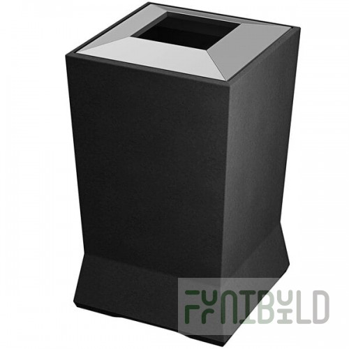 Commercial Zone 724666 ModTec 39 Gallon Gunmetal Satin Square Trash Can with Stainless Steel Lid