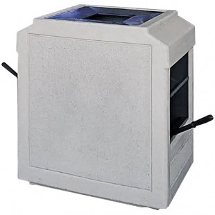 Wausau Tile TF1242 Auto Attendant 18 Gallon Concrete Rectangular Trash Can with Two Windshield Washing Stations