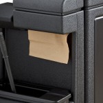 Lavex 42 Gallon Black Dome Top Trash Can with Paper Towel Dispenser, Squeegee, and Windshield Wash Station